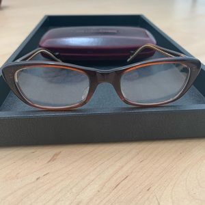 Martine Sitbon plum/brown cat eye glasses w/ box